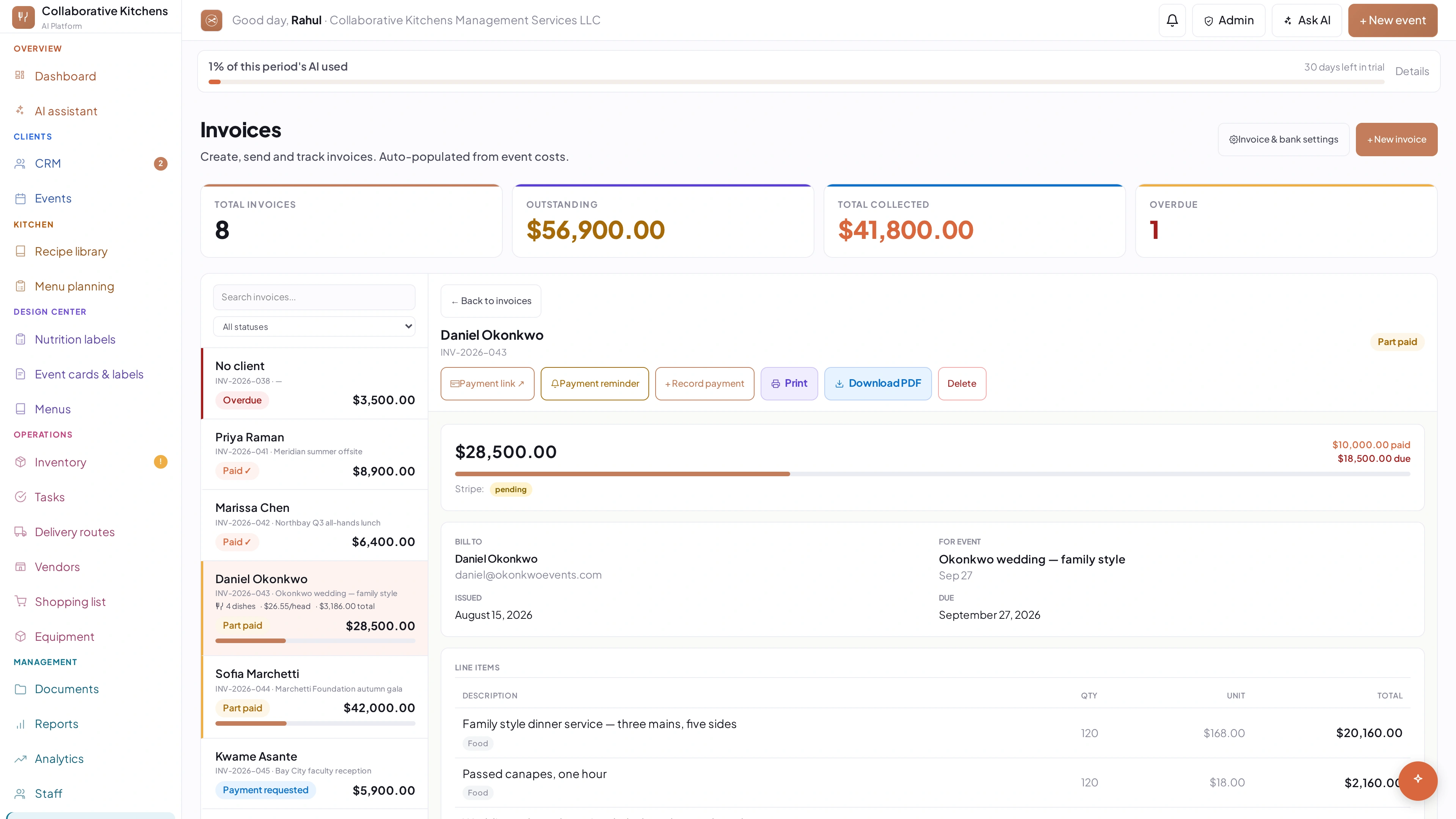 One invoice can take as many payments as you need